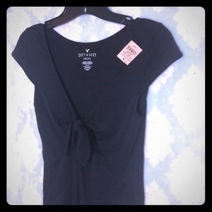 NWT Black AE Tie Front Soft & Sexy Bodysuit size M